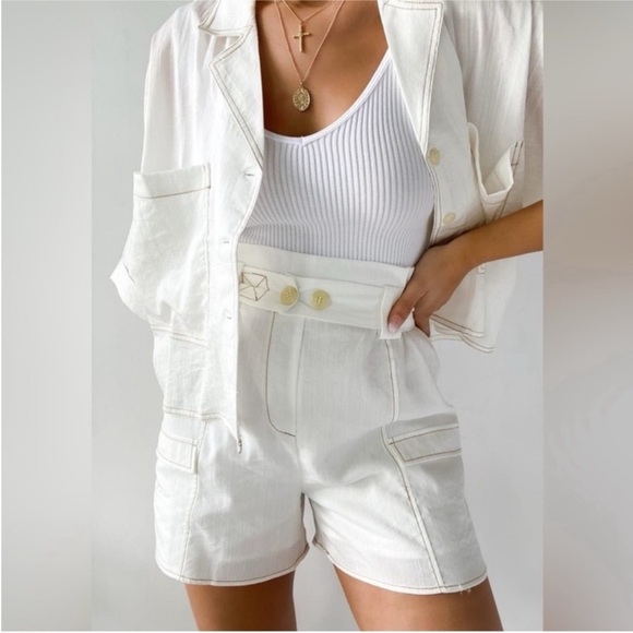 NWT ANTHROPOLOGIE MOON RIVER -  Cream High Waist Women's Shorts (XS,S,XL) - Picture 3 of 5